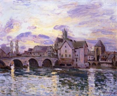 Sisley le pont a moret au coucher du soleil 630x519